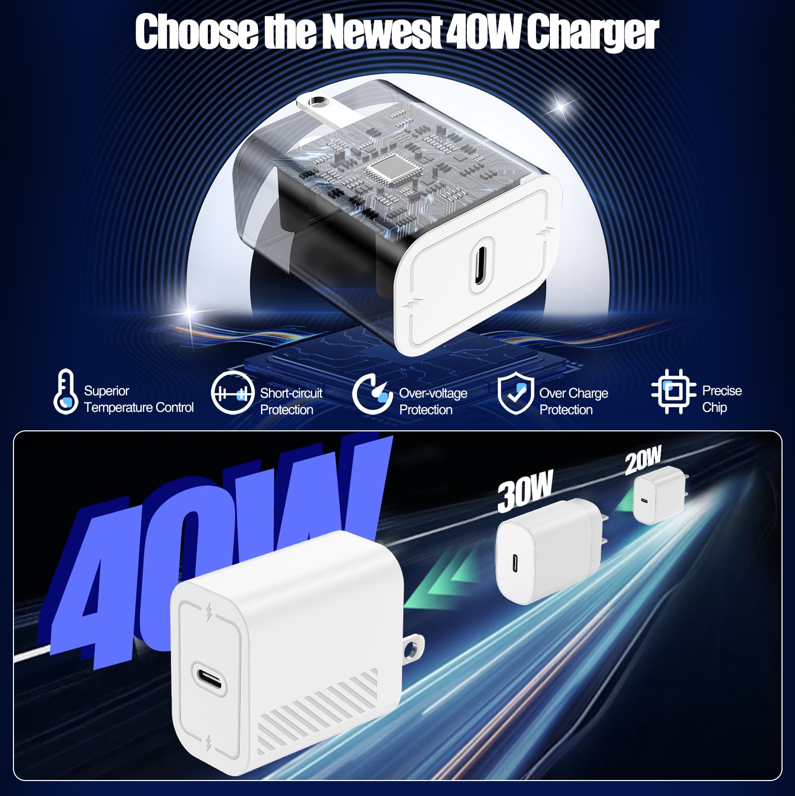 45W Charger for iPhone 16 15 Pro Max Fast Charging 3M