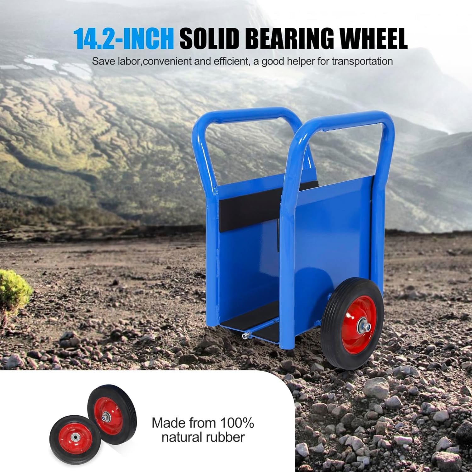 Heavy Duty Panel Dolly with Handle 10 Solid Rubber Tires Wheels Slab Dolly 1000LBS Load Capacity All Terrain Moving Cart for Drywall Sheet  Heavy Appliance