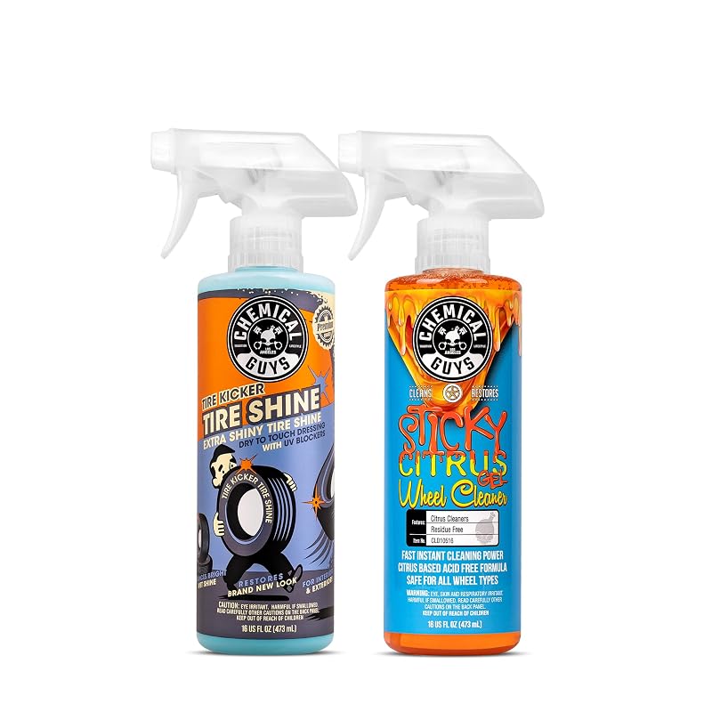 Kit Chemical Guys para Limpeza de Rodas e Proteção de Pneus com Tire Kicker e Sticky Citrus Gel, 2 itens de 473 mL