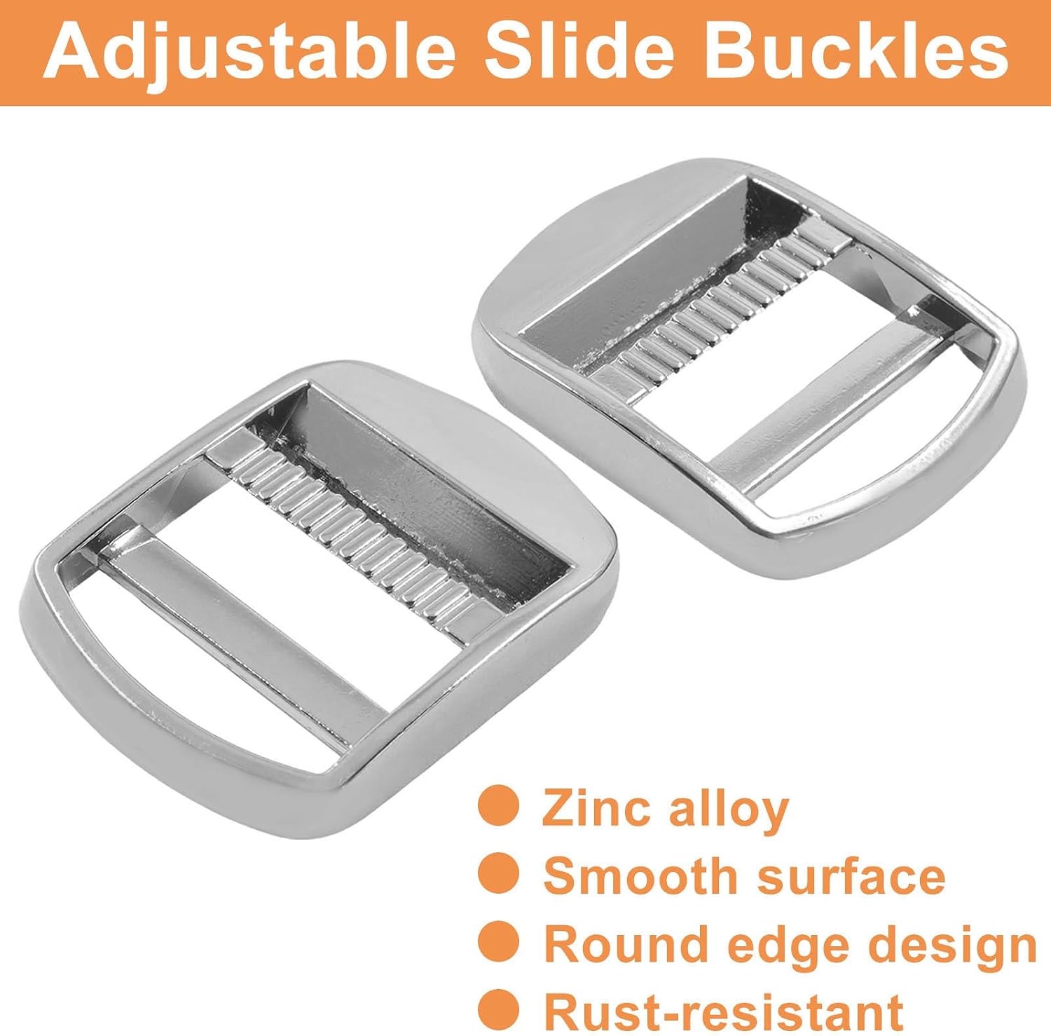Piutouyar Zinc Alloy Ladder Lock Slider, 1 Inch Metal Buckle Adjustable Webbing Strap Release Buckles for Backpacks