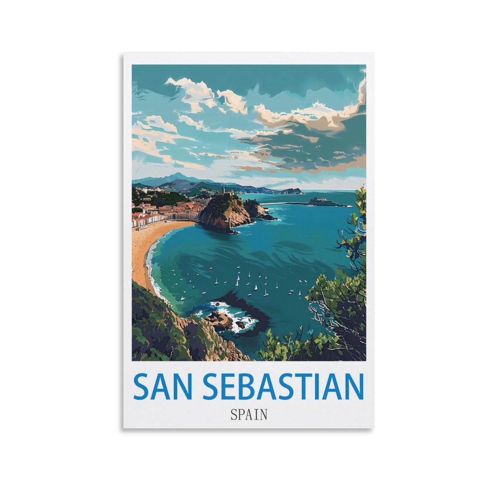 Zhilijing Unframe-Style San Sebastian Spain Vintage Travel Posters 08X12inch(20X30cm) Decorative Painting Canvas Wall Posters And Art Picture Print Modern Family Bedroom Decor Posters