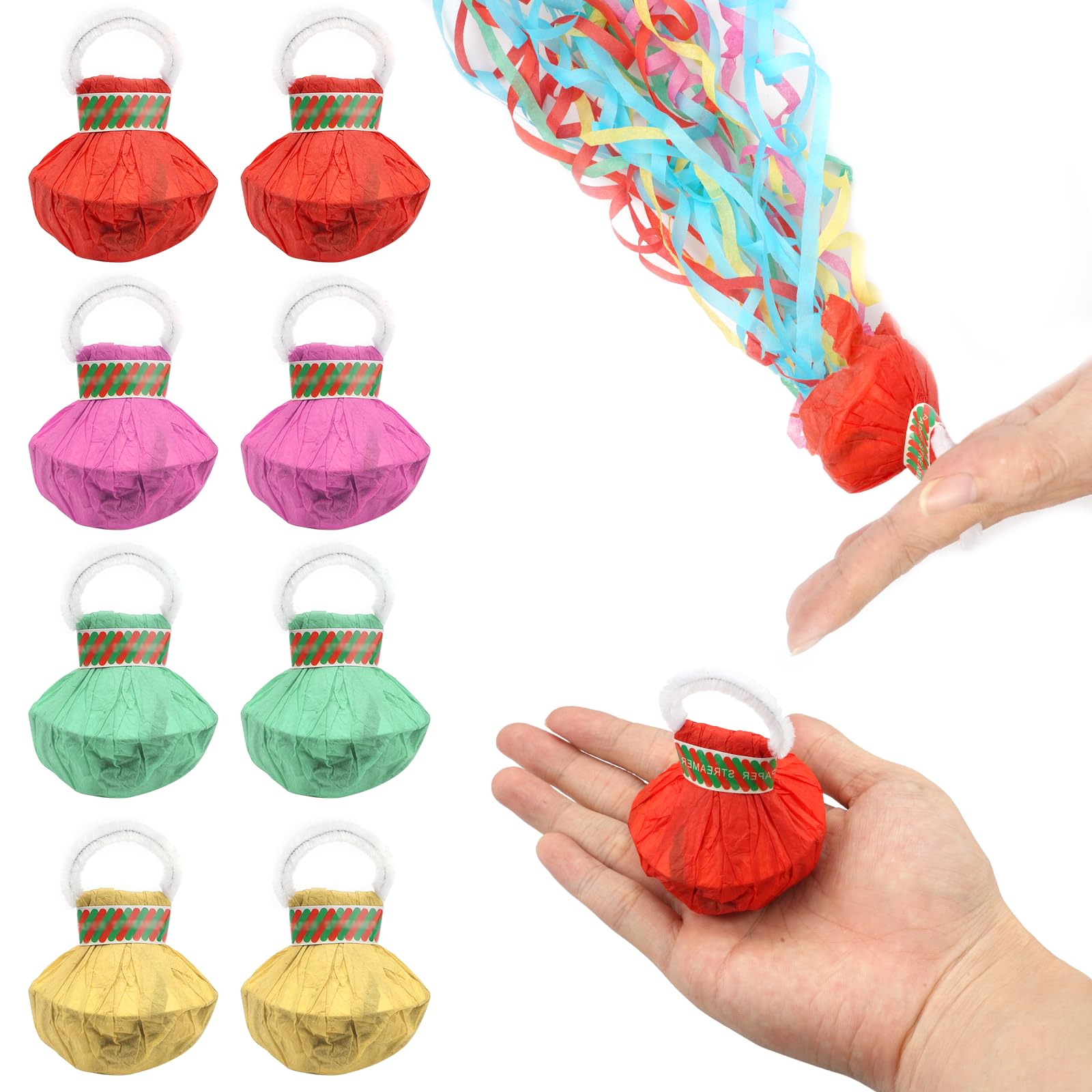 10 Piezas Serpentinas de Lanzamiento a Mano, Serpentinas Fiesta, Serpentinas de Mano, Fáciles de Limpiar para Cumpleaños, Fiestas, Graduación, Bodas, Navidad, Año Nuevo (Colores Aleatorios)