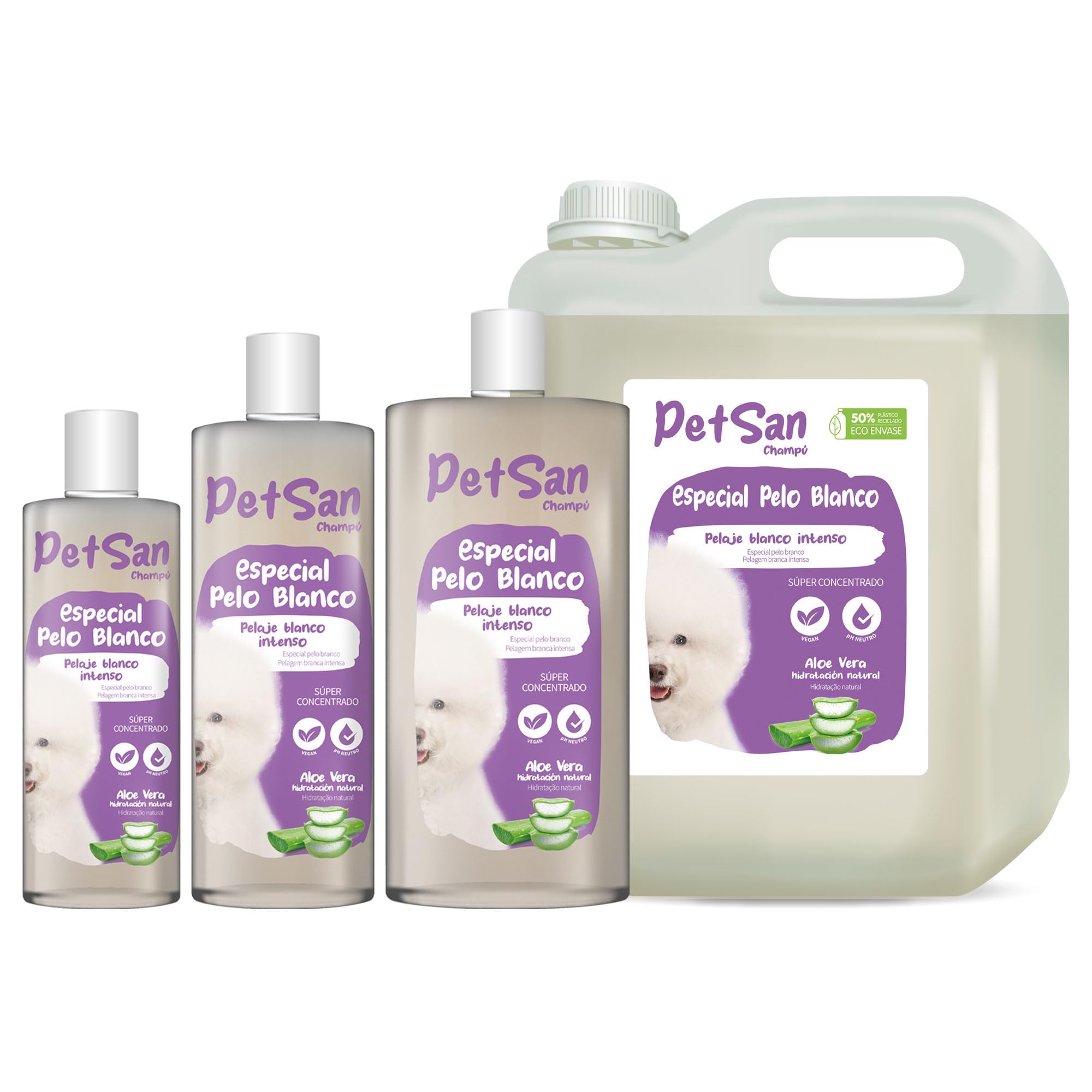 ICA CHPG21 - Shampoo Speciale per Capelli Bianchi con Aloe Vera, per Cani, PH Neutro, Pelo Bianco Intenso e Brillante, con fragranza Talco, 5 l