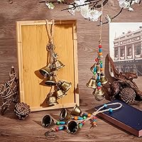 Vista 4 de OLYCRAFT 3 Pcs Witch Bells & Keychain Hangers - Moon Key Wiccan Bells Decor with Wood Beads Wind Chimes for Home Decor - 11.8 Inch