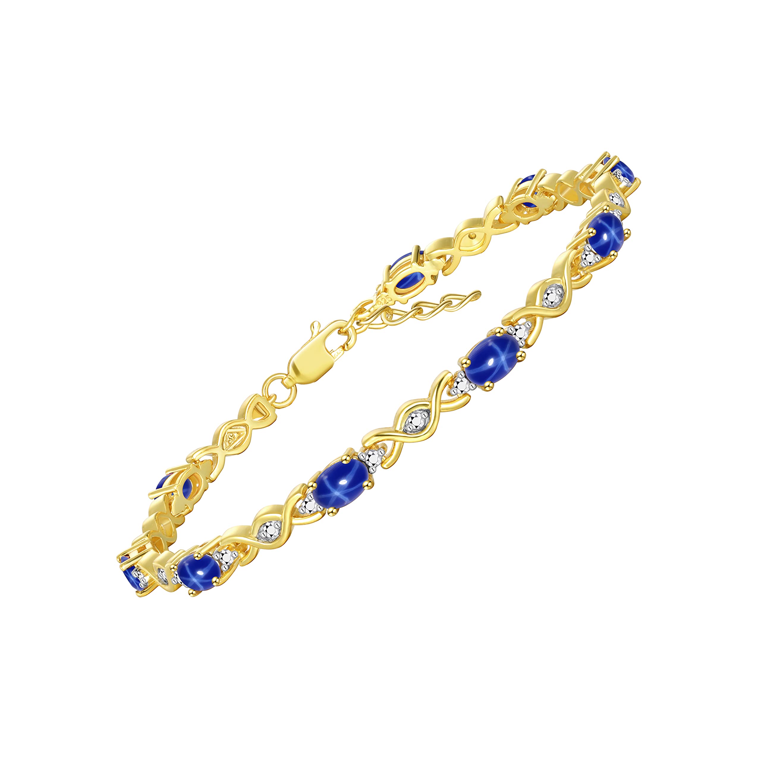 Rylos Bracelets for Women Yellow Gold Plated Silver XOXO Hugs &amp; Kisses Tennis Bracelet Gemstone &amp; Diamonds Adjustable to Fit 7"-8" Wrist, 10 Gorgeous 6X4MM Jewelry for Women Friendship Bracelets