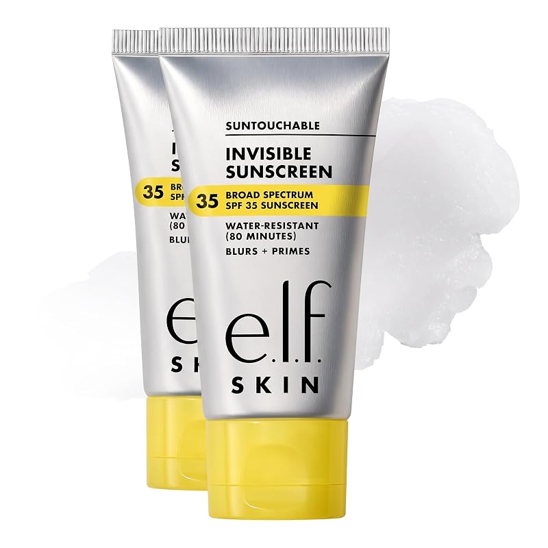 Protetor solar facial em gel e.l.f. SKIN Suntouchable Invisible SPF 35, 2 unidades