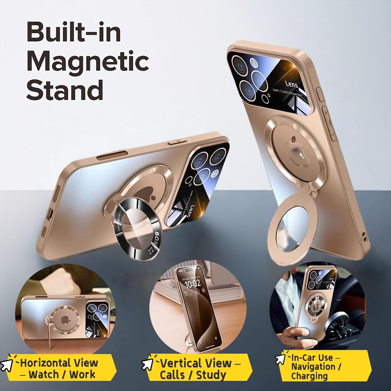 Case for iPhone 16/16 Plus/16 Pro/16 Pro Max, Military-Grade Drop Protection & Full Camera Lens Guard [Compatible with MagSafe] Matte Frosted Slim Shockproof Cover(Desert,16 Pro)