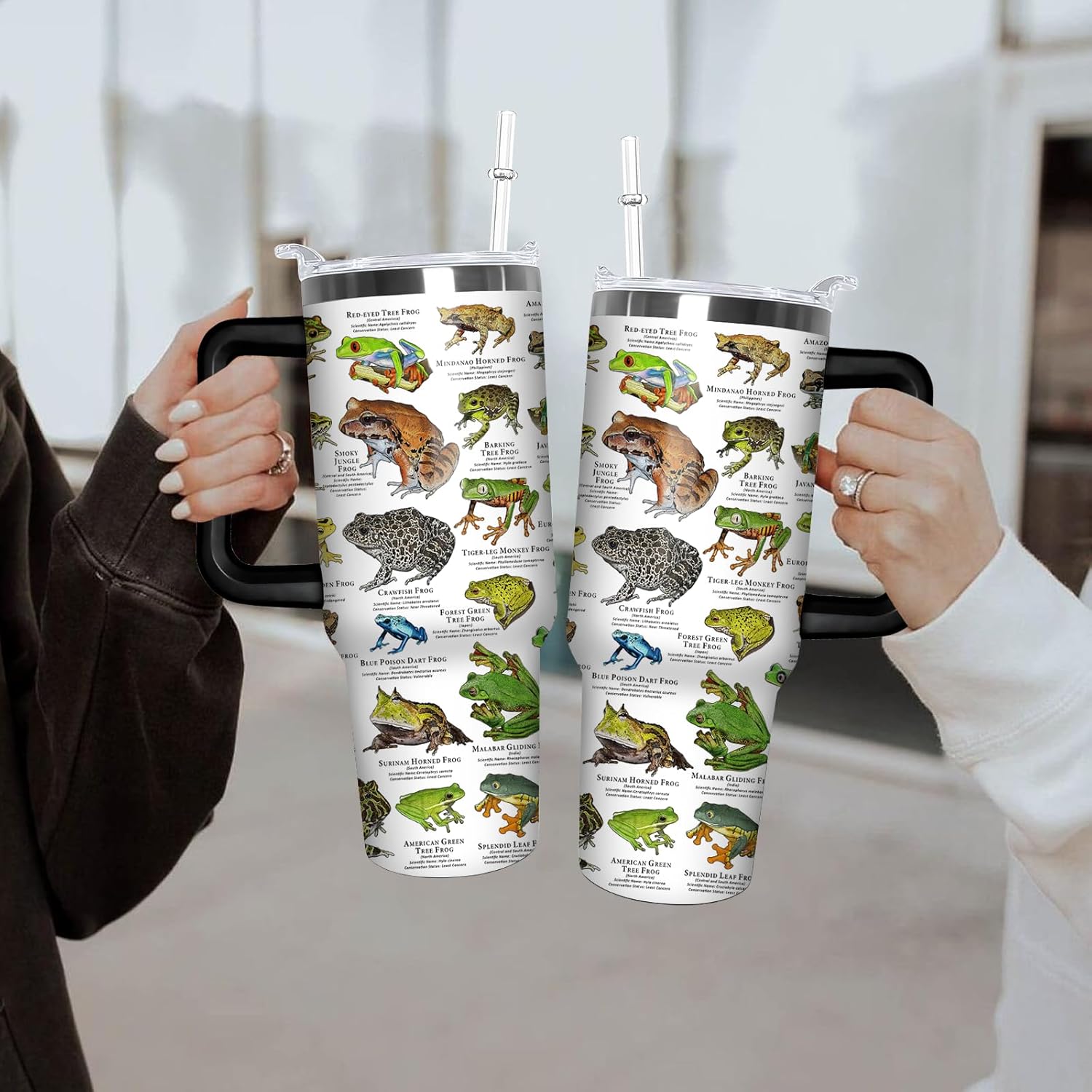 40 oz Frog Tumbler With Handle and Straw, 40oz Insulated Stainless Frog Tumbler Coffee Travel Mugs Cup Water Bottle Frog Lovers Gifts for Women Girls - Image 7