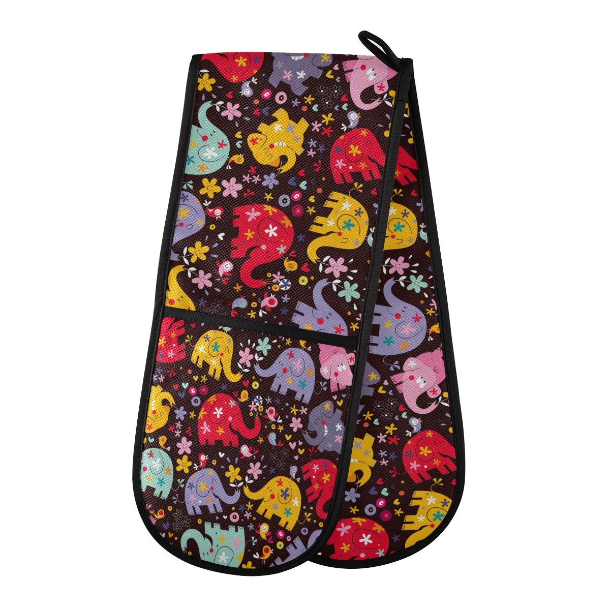 TropicalLife Double Oven Glove Mitts Heat Resistant Pot Holders for Home Kitchen Cooking Baking Outdoor BBQ (Mandala Elephant)