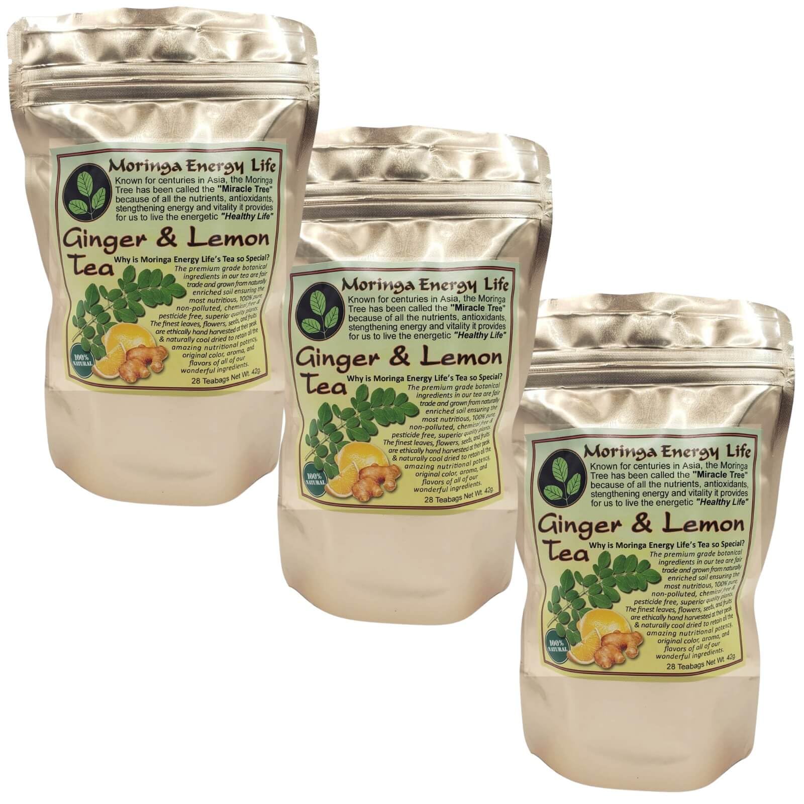 Moringa Ginger Lemon Tea Bags 84 (Keto, Detox, Paleo, Vitamin & Minerals Booster, Vegan, Gluten-Free, Non-GMO, Caffeine-Free)