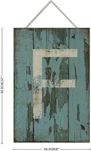 Vista 489 de Letrero colgante de madera con letra A, letrero de madera, decoración del hogar, 26 letras del alfabeto de metal, placa de madera, decoración