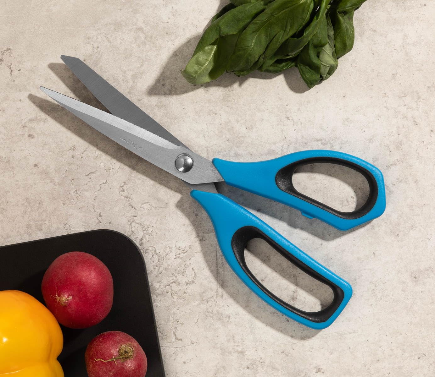 ARCOS Forbici da Cucina in Acciaio Inossidabile – Professionali per Tagliare Tutti i Tipi di Alimenti, Manico in Polipropilene e Lama da 240 mm – Giallo e Nero, Serie Prochef