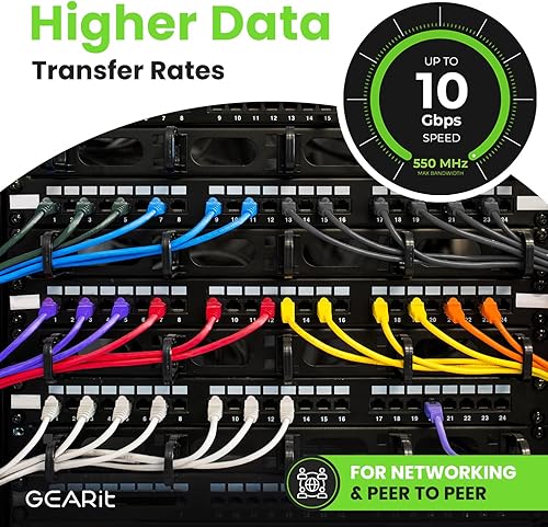 Miniatura 6 de GEARit Paquete de cables Ethernet Cat 6, 1 paquete de cables de conexión Ethernet Cat6 de 30 pies  Cable de conexión de red RJ45, conectores
