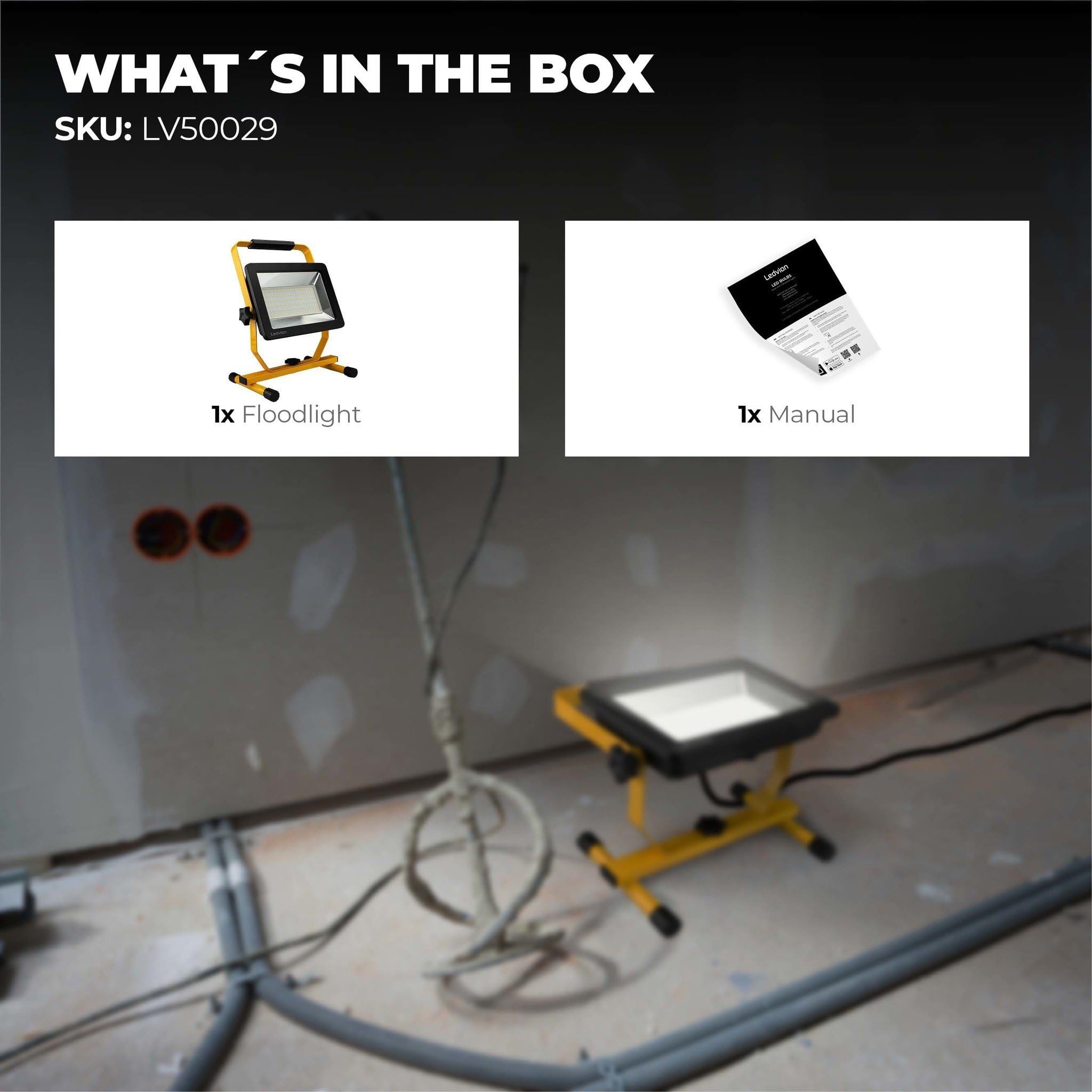 Ledvion Projecteur de chantier LED 100W etanche IP65