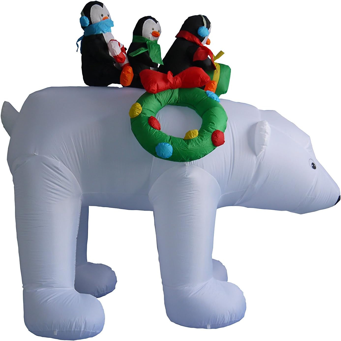 8 FT Christmas Inflatable Three Penguins on Polar Bear – Outdoor/Indoor Yard Blow-Up Holiday Decoration with Built-in LED Lights, Self-Inflating Blower & Weather-Resistant Material - Image 4