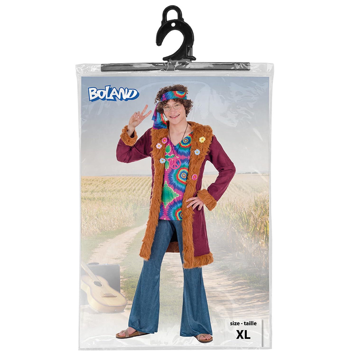 Boland - kostium Mojo Hippie dla mężczyzn | Lata 70 4-częściowy zestaw kostiumowy na karnawał, cosplay i imprezy tematyczne