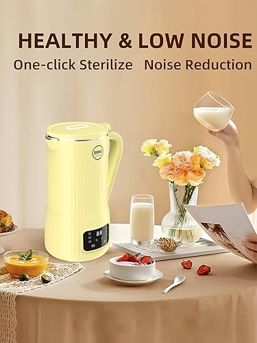 Miniatura 8 de BUAIAHUG Máquina para hacer leche de nuez de 20 onzas, máquina automática multifuncional de leche de almendras con 10 cuchillas, leche a base de