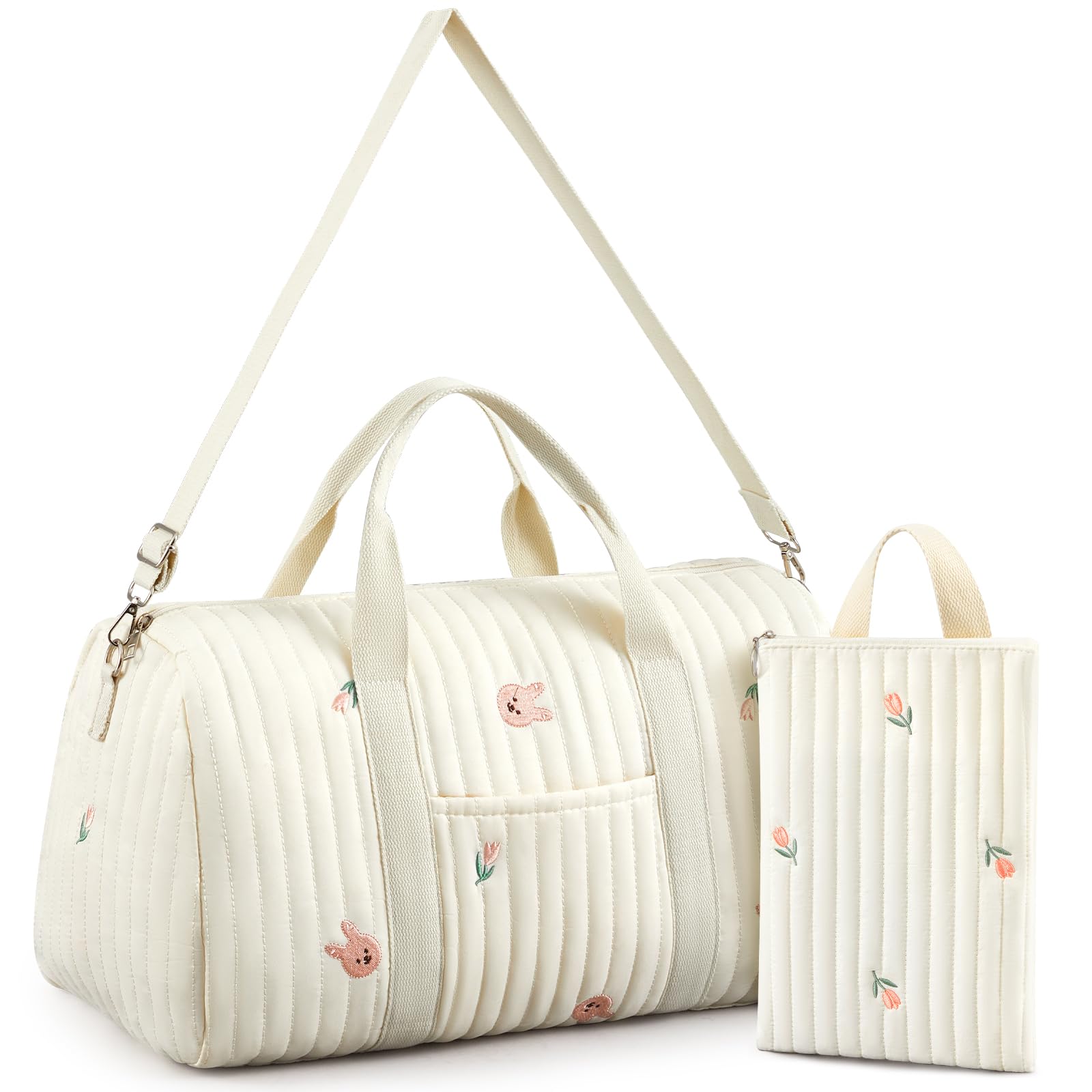 Paterr 2 bolsas de pañales grandes de viaje para mamá, bolsa de hospital, de algodón, pequeña, reutilizable, para mamá, enfermera (conejo)