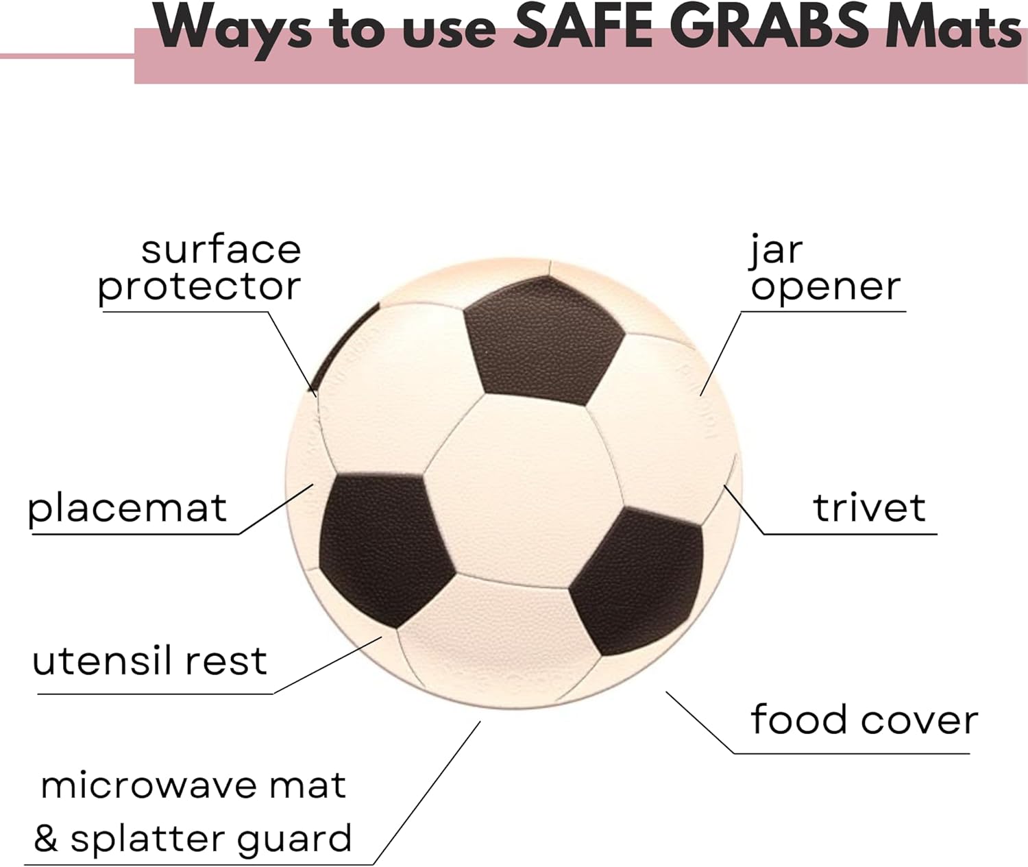 Safe Grabs: Original Microwave Mat as Seen on Shark Tank | Splatter Guard, Trivet, Hot Pad, Pot Holder, Minimize Mess (BPA Free, Heat Resistant, Dishwasher Safe), Soccer