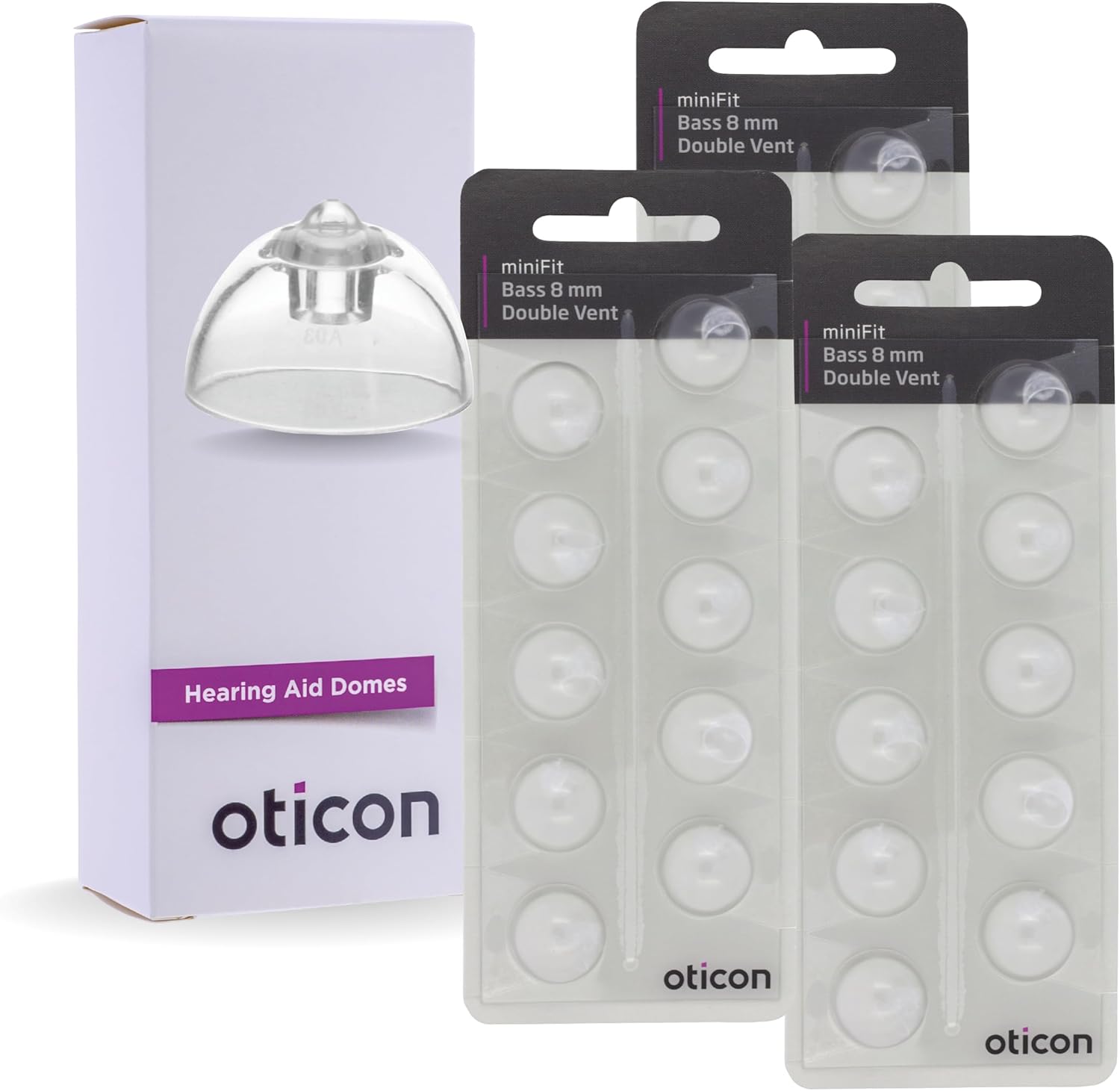Oticon MiniFit Bass Double Vent (8mm Medium) 30 Domes