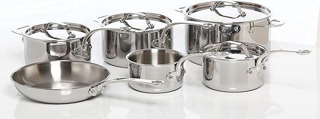 Proware Stainless Steel Tri-ply Induction Cookware Set of 6 14cm, 16cm, 18cm & 20cm Saucepans; 24cm Stockpot and 24cm Frying Pan (Stainless Steel)
