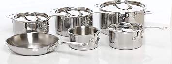 ProWare Stainless Steel Tri-ply Induction Cookware Set of 6   14cm, 16cm, 18cm & 20cm Saucepans; 24cm Stockpot and 24cm Frying Pan Stainless Steel