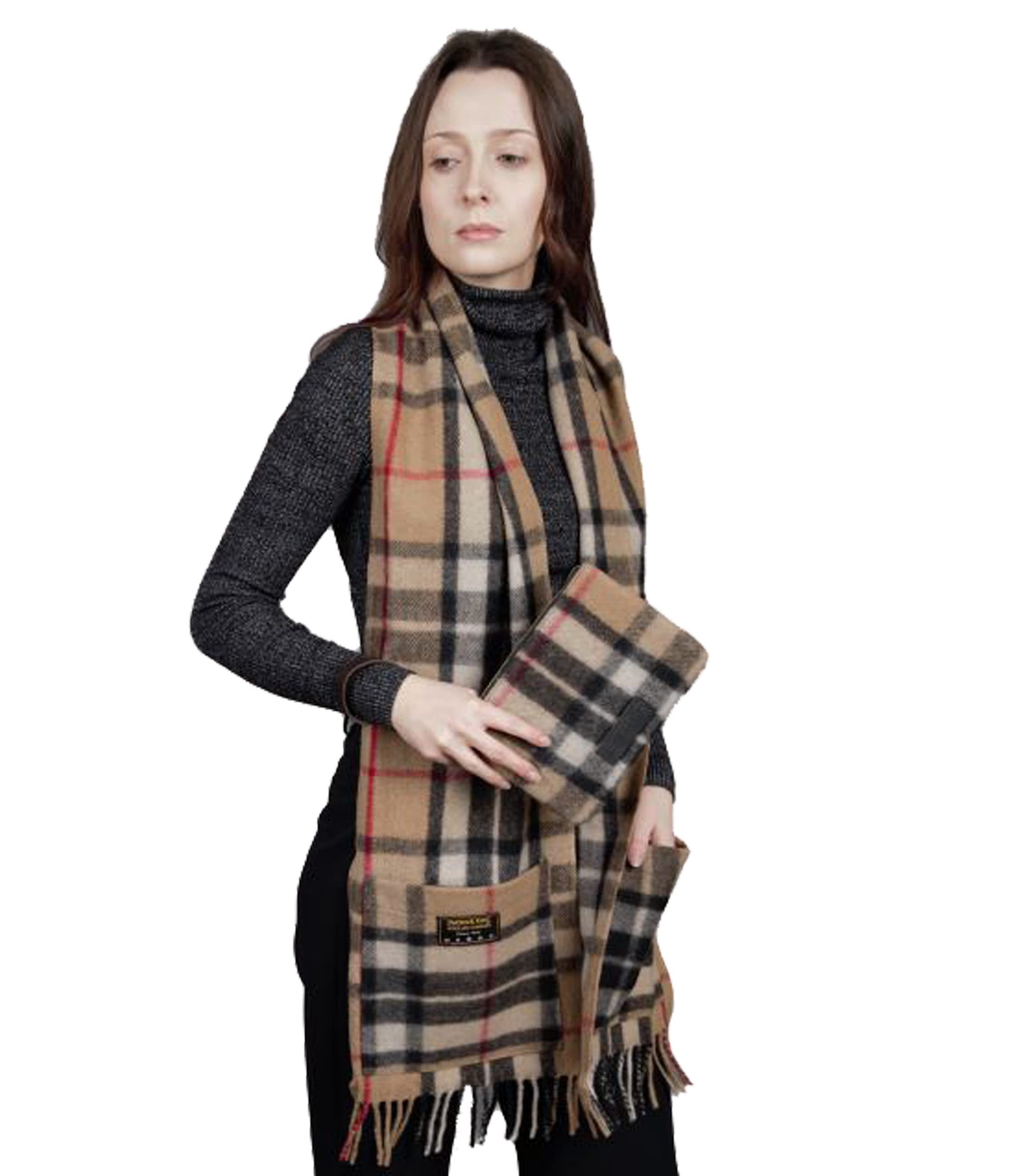 Patrick King Woollen CompanyMerino Wool Tartan Pocket Scarf