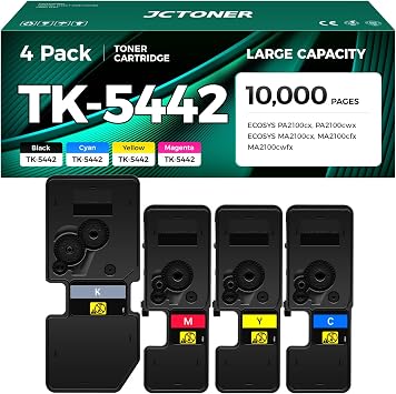 TK-5442 Toner Cartridge Set 4-Pack High Yield Replacement for Kycoera TK-5442K TK-5442C TK-5442M TK-5442Y Compatible with Kyocera ECOSYS PA2100cx PA2100cwx MA2100cx MA2100cfx MA2100cwfx Printer Ink
