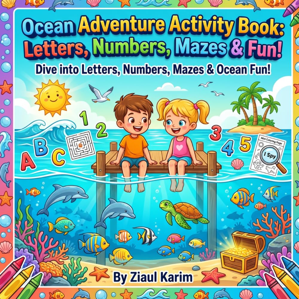 Ocean Adventure Activity Book: Dive into Letters, Numbers, Mazes & Ocean Fun! (Spy, Color, Trace & Learn Activity Series)