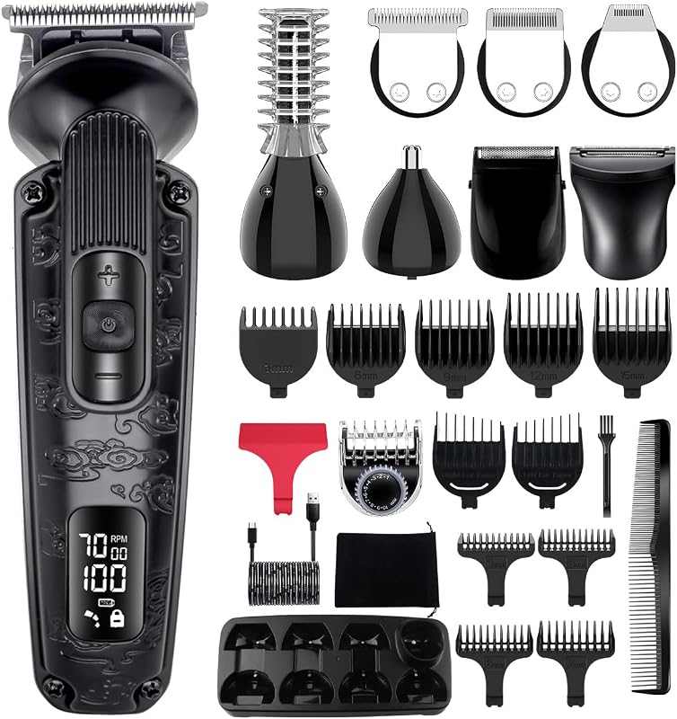 Aparador de barba Hatteker HT-6188H com lâmina T, 8 em 1, sem fio e recarregável via USB