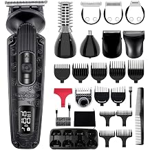 Hatteker Beard Trimmer for Men Mustache Trimmer T-Blade Beard Grooming Kit Hair Clipper Electic Razor Shavers Cordless Waterproof Nose Body Trimmer 8 in 1 Adjustable Speed
