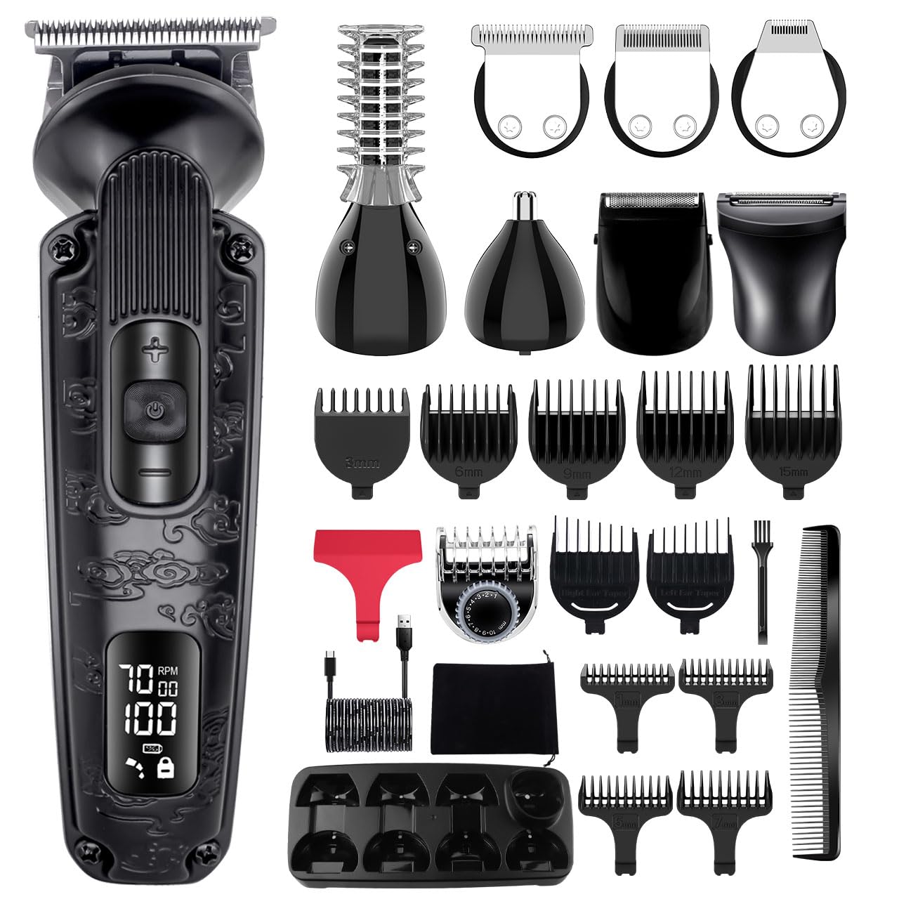 Hatteker Beard Trimmer for Men Beard Grooming Kit Hair Clipper Electic Razor Shavers Cordless Waterproof Nose Body Mustach