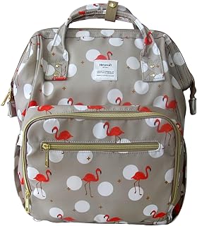 Mochila Bolsa Maternidade Flamingo Impermeável Himawari (Bege)