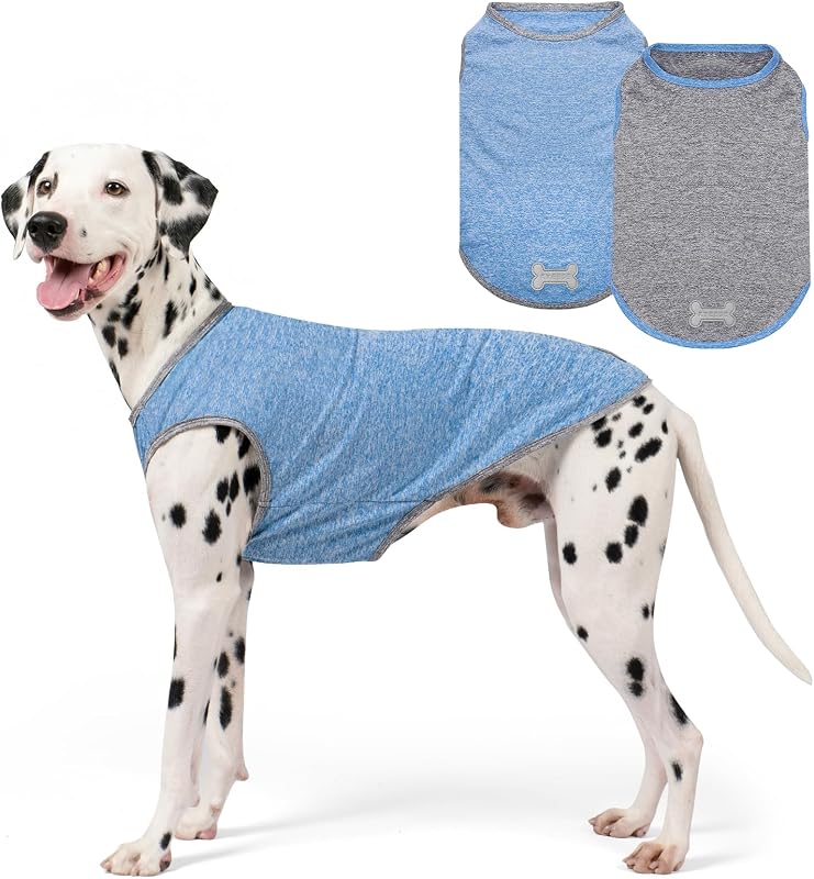 Camiseta Regata para Cães com Tecido de Secagem Rápida e Etiqueta Refletiva KYEESE, Pacote com 2
