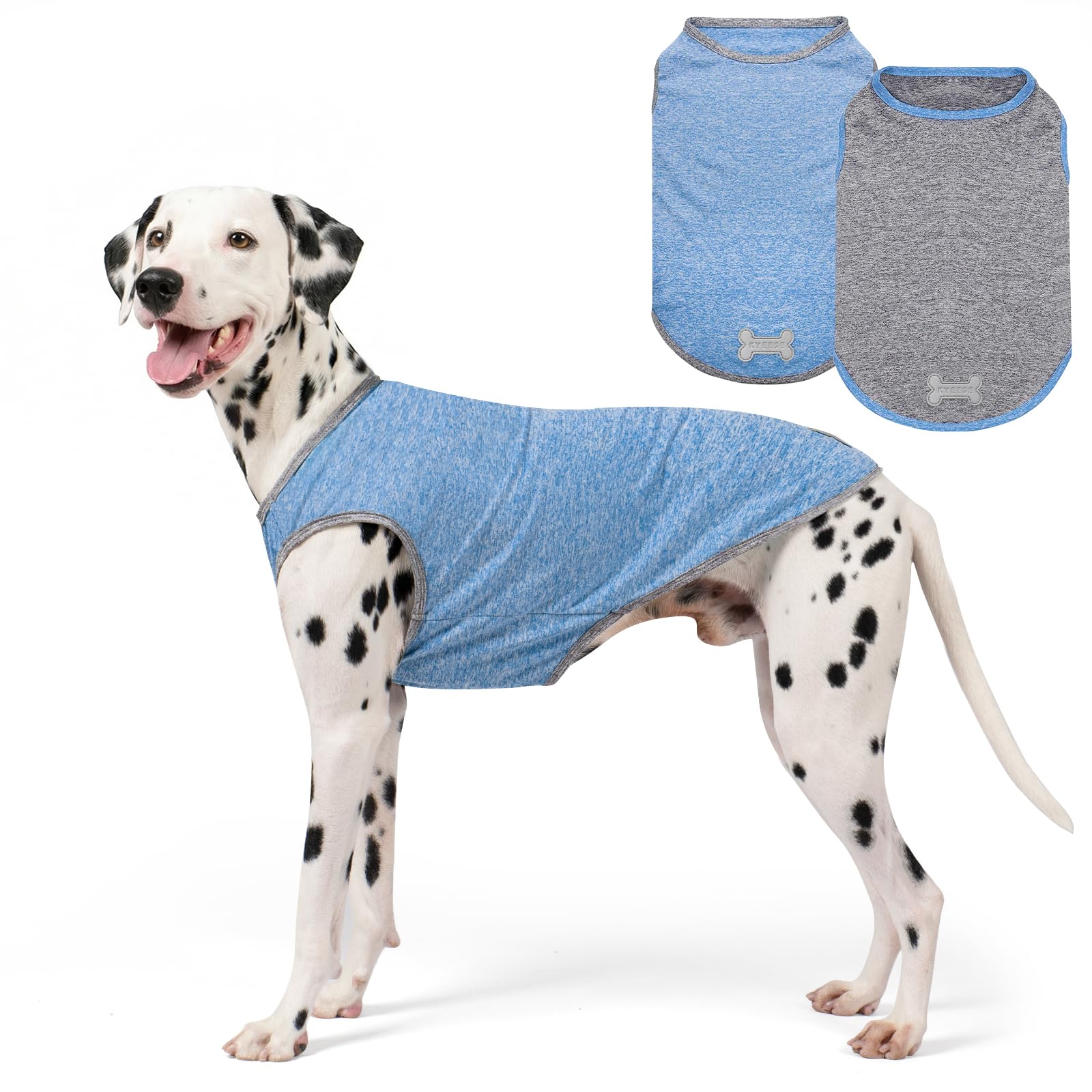 KYEESE 2Pack Dog Shirt, Lightweight Sun Protection Sleeveless Dog T Shirts for Medium Large Dogs Boy, Breathable Pet Reflective Tank Top Summer Dogs