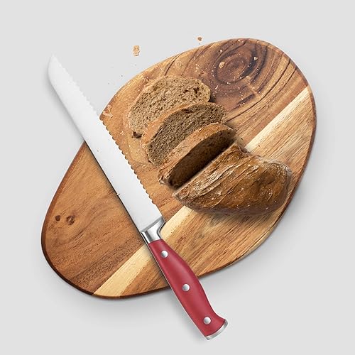 Miniatura 6 de Juego de cuchillos rojos, juego de 15 piezas con afilador integrado y tijeras para cocina, juego de cuchillos aptos para lavavajillas, regalo