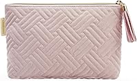 BAGSMART Small Cosmetic Bag - Waterproof Travel Makeup Pouch, Elegant Lipstick Organizer, Roomy Toiletry Bag for Women, Pink