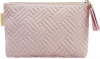 BAGSMART Small Cosmetic Bag - Waterproof Travel Makeup Pouch, Elegant Lipstick Organizer, Roomy Toiletry Bag for Women, Pink