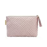 BAGSMART Small Cosmetic Bag, Elegant Roomy Makeup Bags,lipstick pouch,Zipper Pouch,Great Gifts for Women,Travel Waterproof Toiletry Bag Accessories Organizer Gifts (Pink-1 pcs)