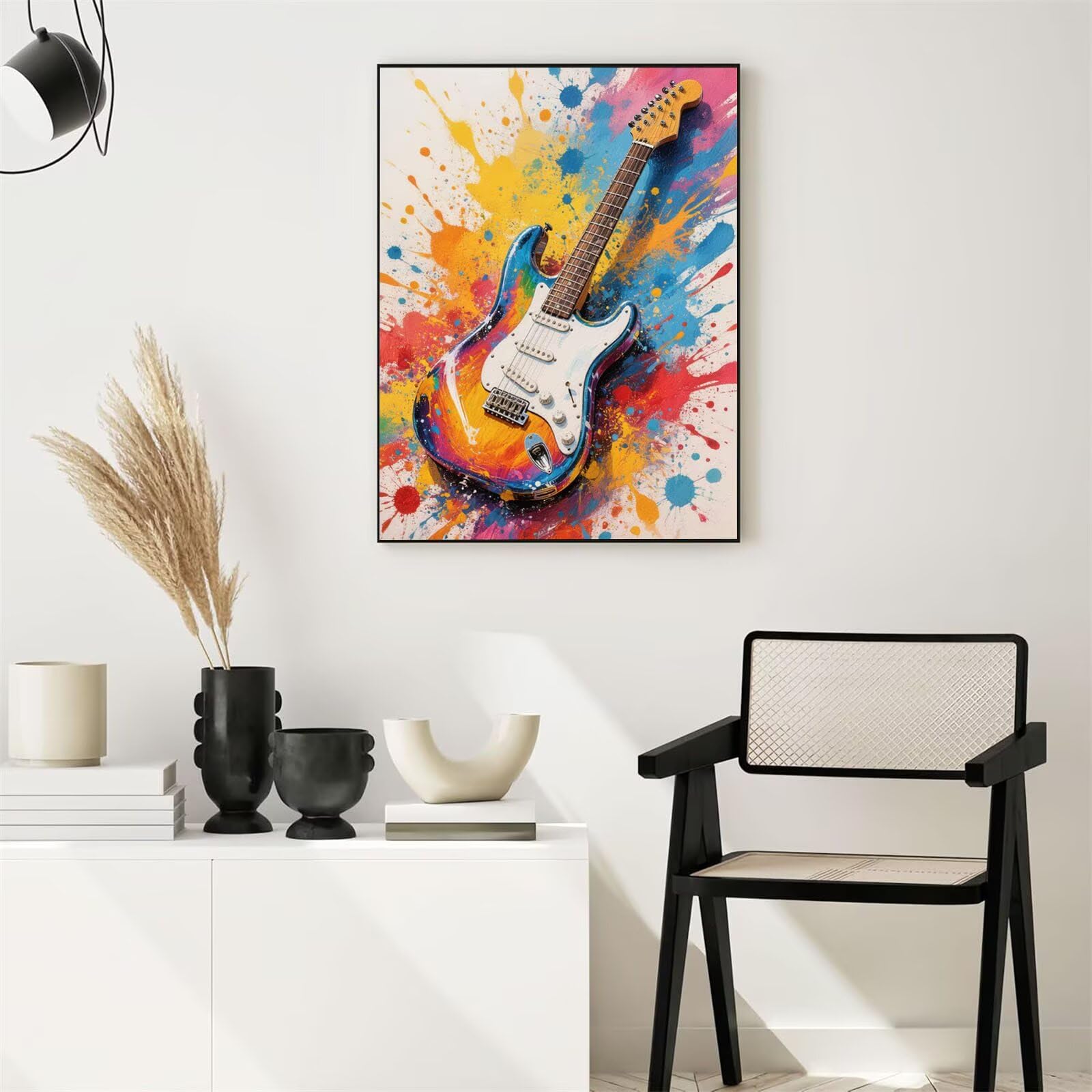 Malowanie według numerów dla dorosłych kolorowe gitara elektryczna DIY obrazy do malowania numerami zestaw farb akrylowych na płótnie, hobby dla dorosłych kolorowanka, obrazy dekoracja salonu