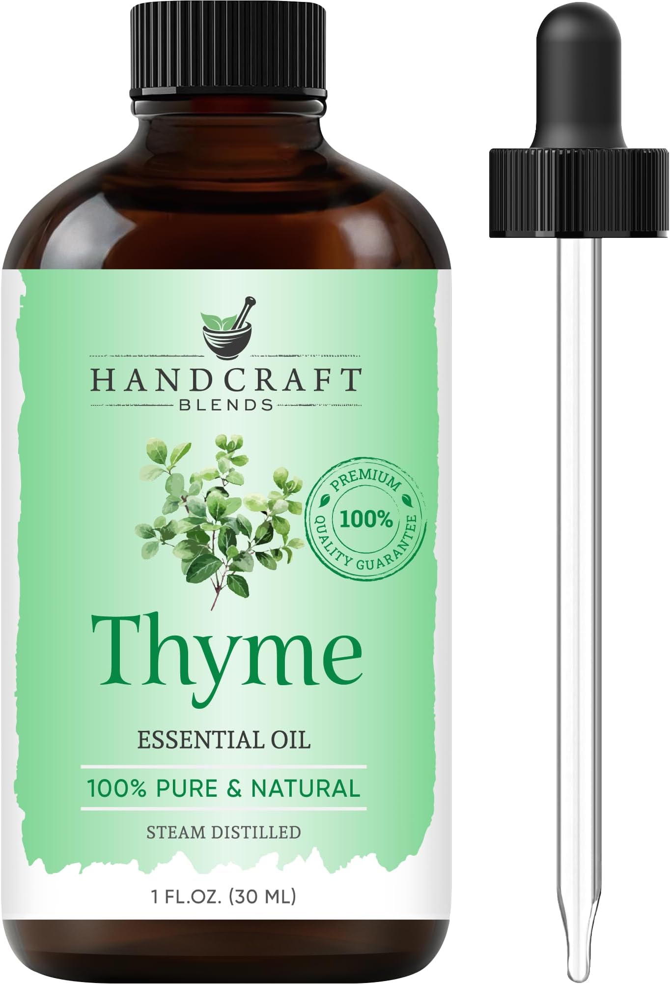 Handcraft Blends Thyme Essential Oil โ 1 Fl Oz โ 100% Pure and Natural โ Premium Grade Essential Oil for Diffuser and Aromatherapy, Skin, Massage, Candle and Soap Making Fragrance