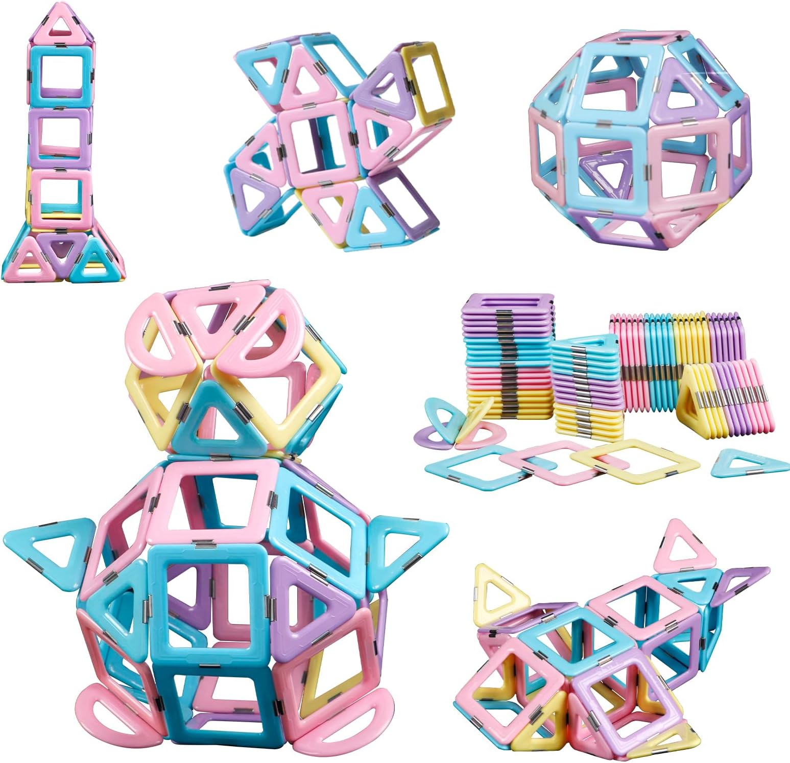 MAGBLOCK 52 PCS Magnetic Building Blocks, Magnetic Tiles STEM Educational Construction Toys for Kid Magnet Game Gift for Age 3 + Year Old Boys and Girls