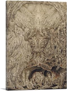 ARTCANVAS Vision Of Last Judgement 1808 Canvas Art Print Stretched Framed Painting Picture Poster Giclee Wall Decor by William Blake - 18" x 12" (0.75" Deep)