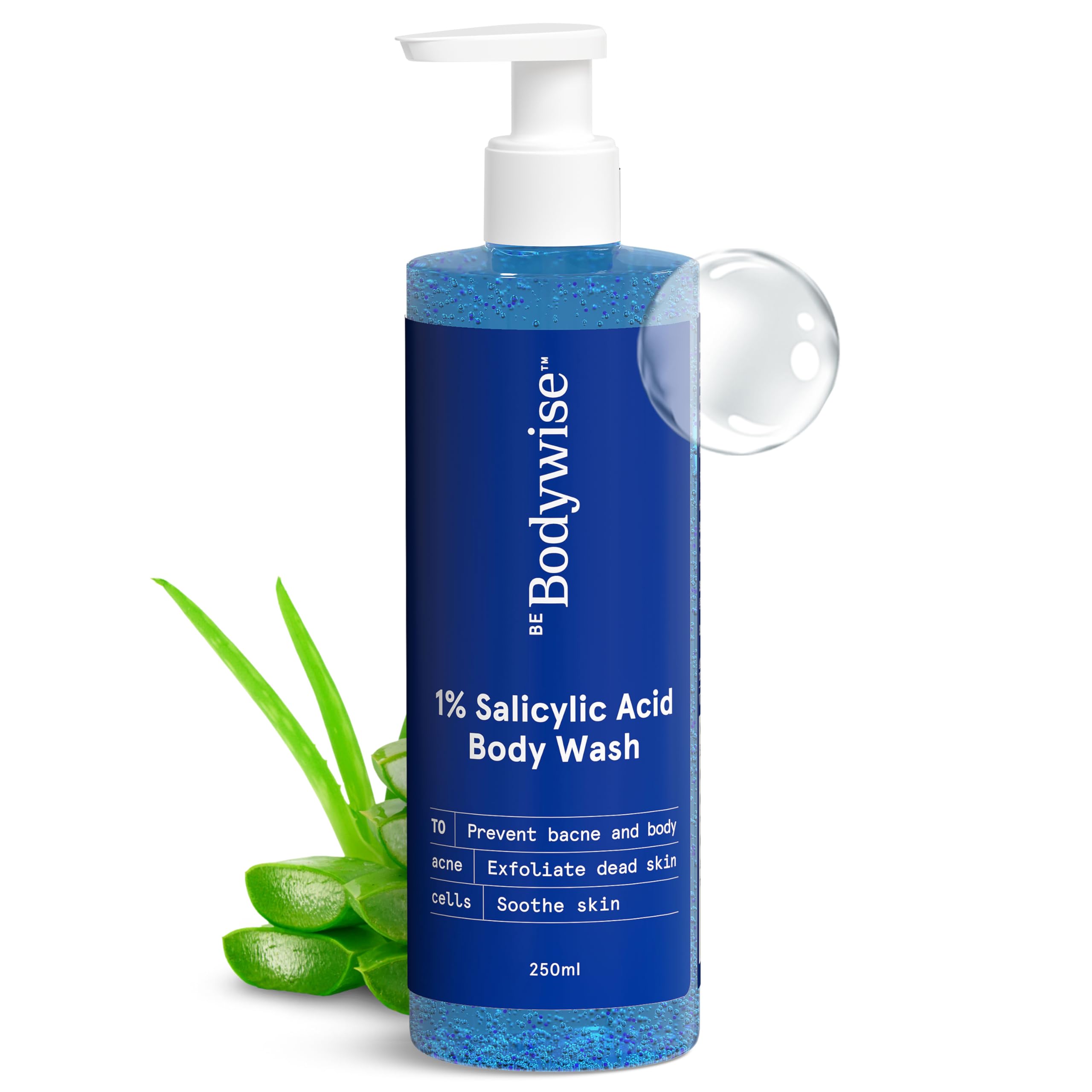 Be Bodywise 1% Salicylic Acid Body Wash | Prevents Body Acne, Bumpy skin, Exfoliates & Deep cleanses skin | Paraben & SLS free | Suitable for all skin types | Body Shower Gel I 250 ml