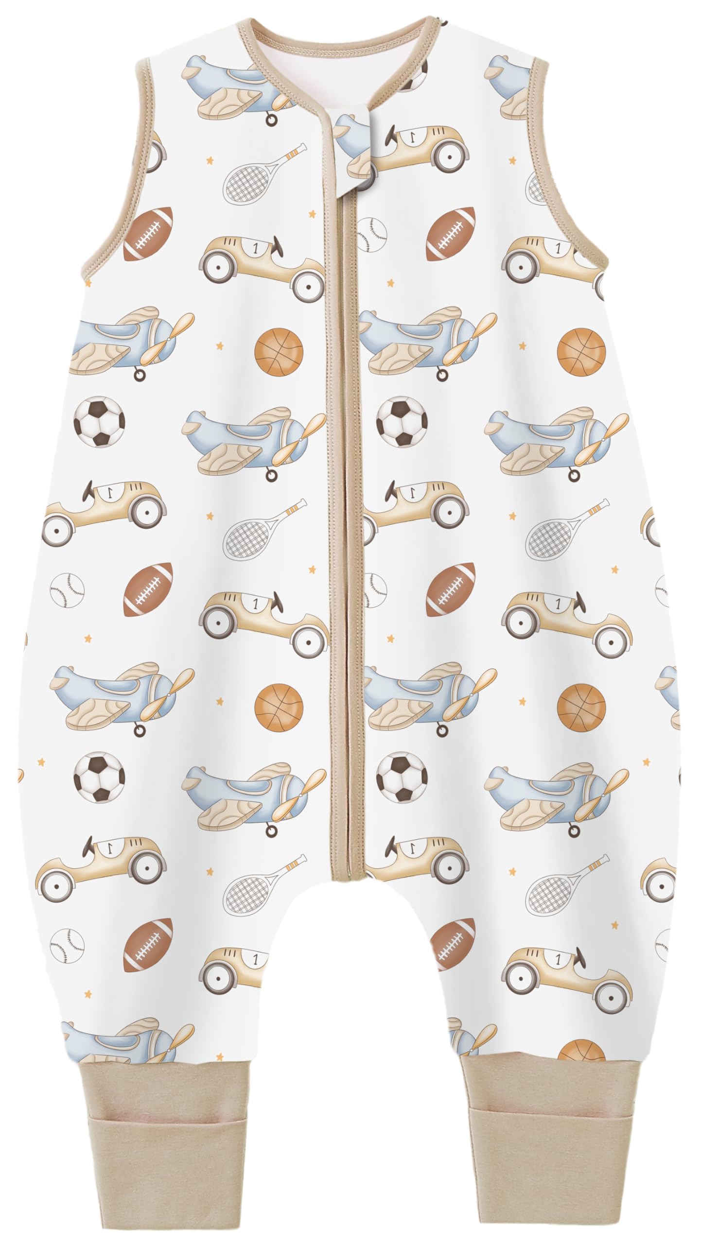 Teechodina Baby Ganzjahres Schlafsack mit Füßen 100% Baumwolle 1.5 Tog Schlafsack mit Beinen für Kinder, 1.5 Tog/Park, 100cm/Baby Höhe 110-120cm