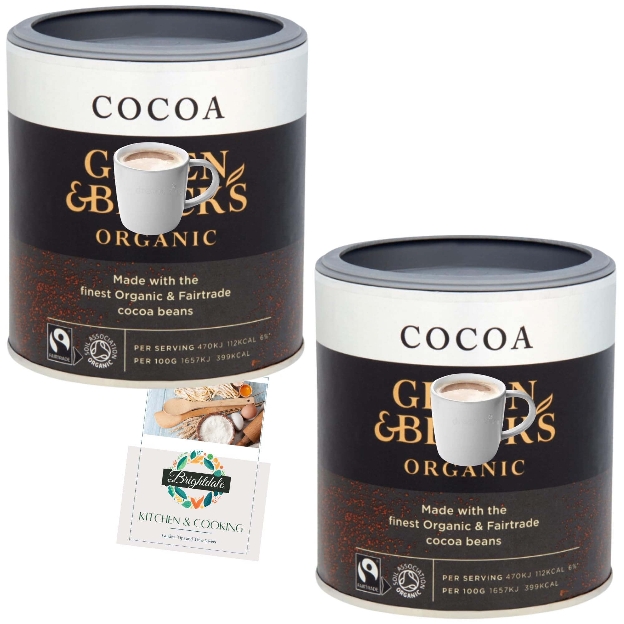 Cocoa Powder Bundle Green & Blacks Organic Cocoa Powder 125g 2 Pack + Brightdale Kitchen Booklet