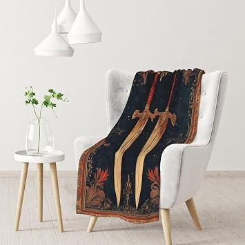 Medieval Sword Fleece Blanket,Ultra-Soft Plush Throw,Retro Styles Design,A Brave Decoration Suitable for Beds,Sofas and Offices,Light and Warm,Gifts for Friends and Family 30X40 inch