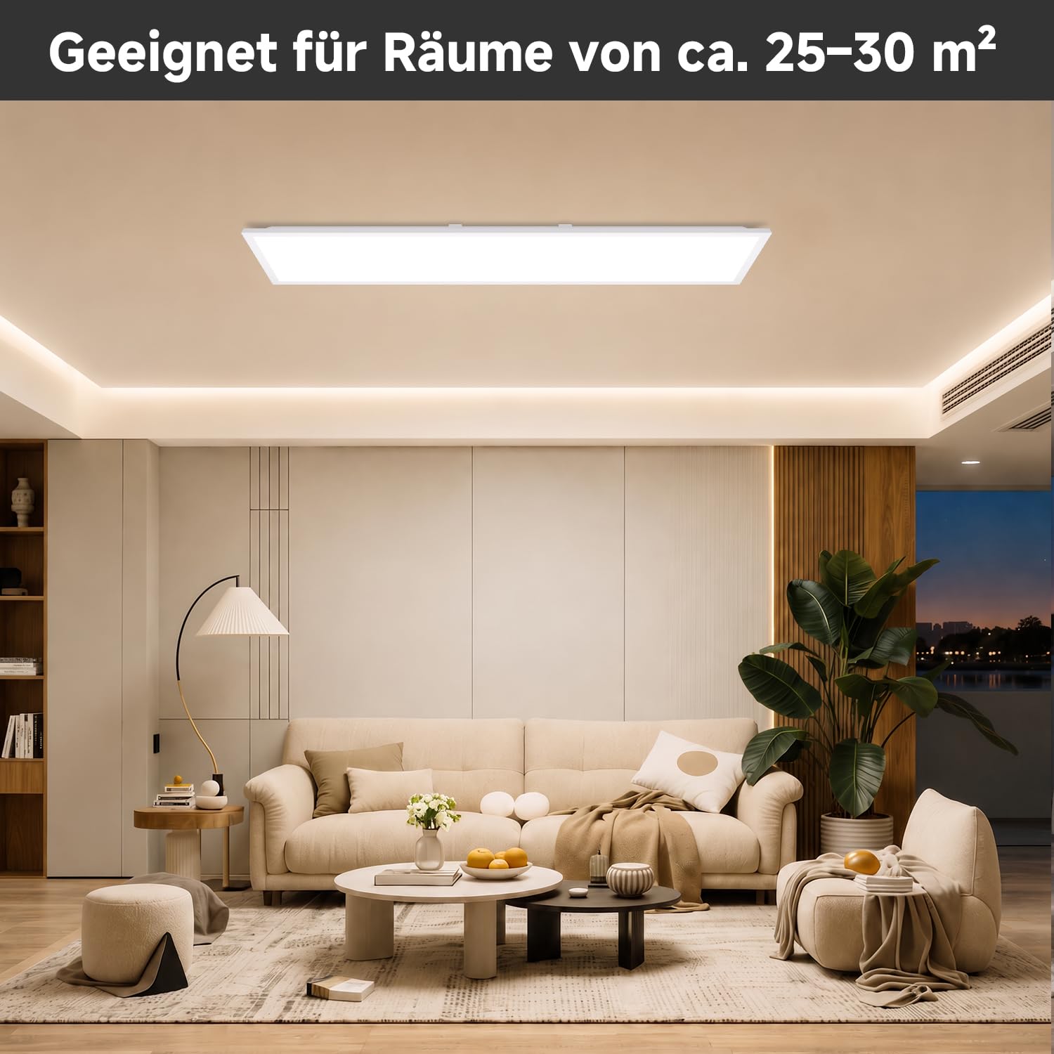 LED Panel Deckenleuchte 120x30 cm, 40W 4400 lm, 4000K Neutralweiß