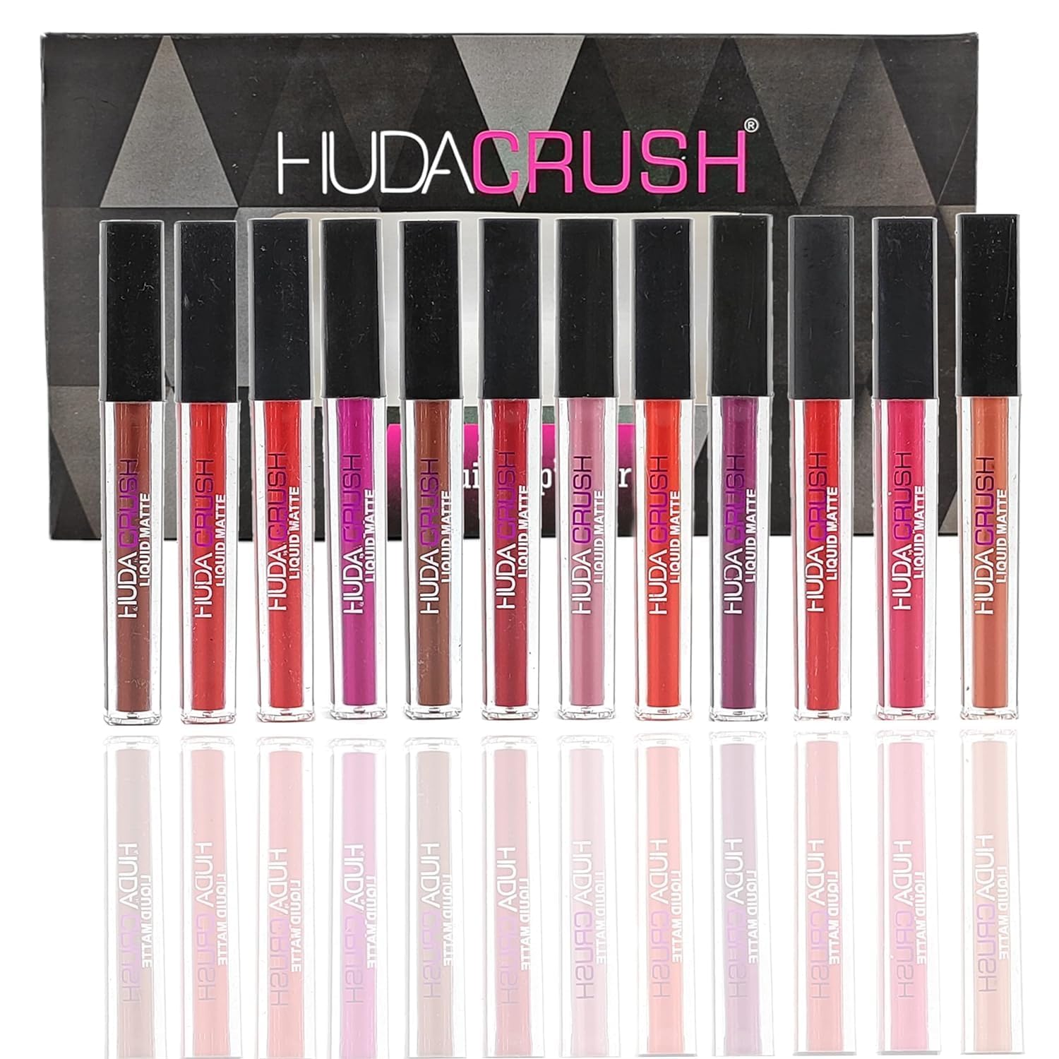 H.u.d.a Sh.H.u.d.a Hudacrush Beauty Matte Finish, Long Lasting, Waterproof Liquid Lipsticks Combo Set For Women - 12Pcs