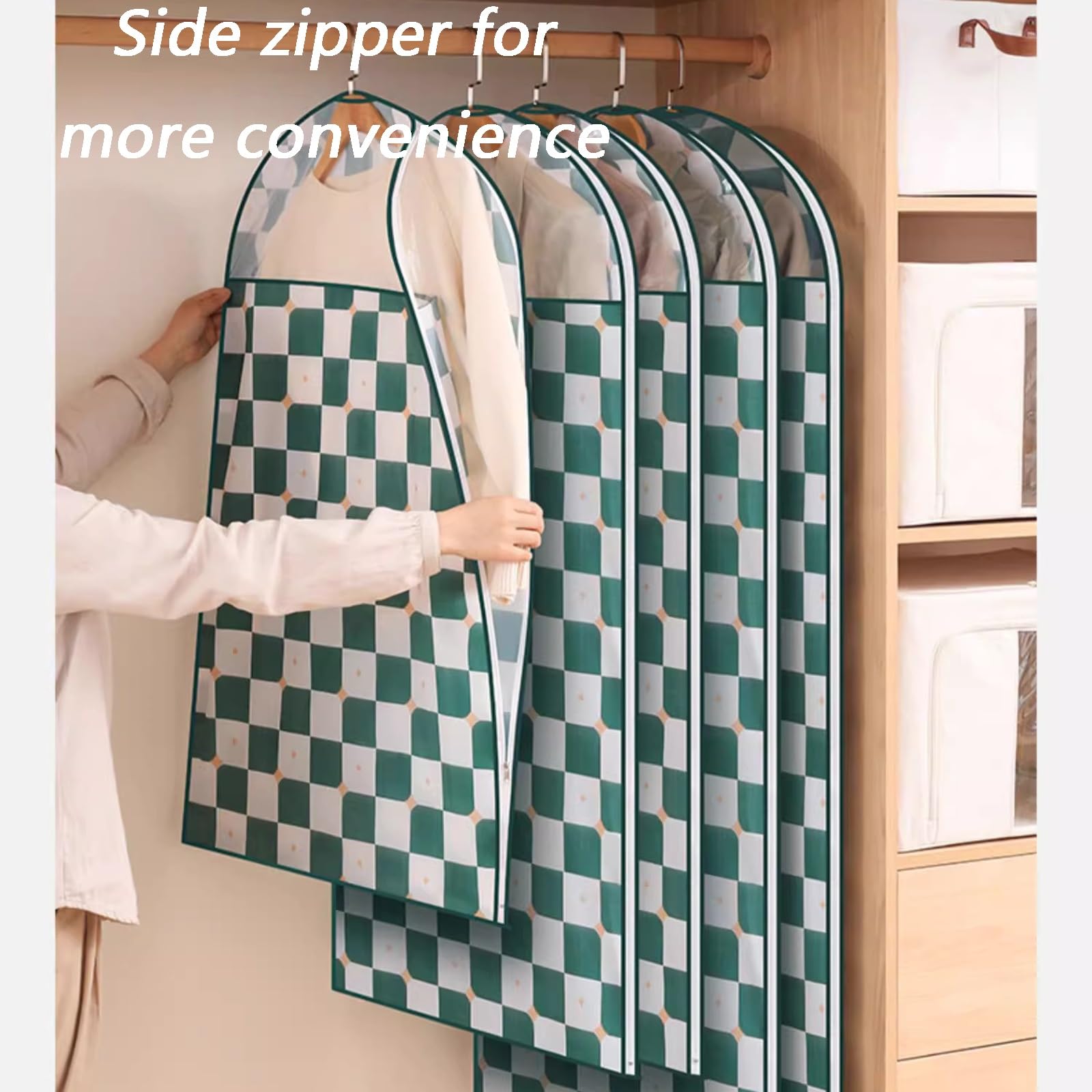Funda para Perchas, Paquete de 5 Bolsas Ropa for Almacenamiento, Protector con Ventana Transparente, Adecuado for Trajes, Abrigos, Chaquetas(60 * 140cm/24 * 55in)